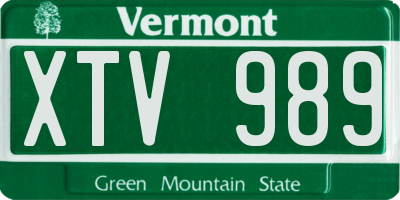 VT license plate XTV989