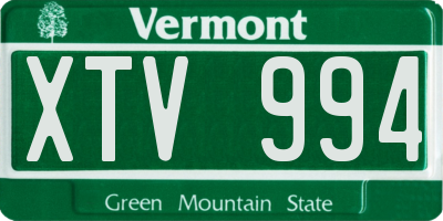 VT license plate XTV994