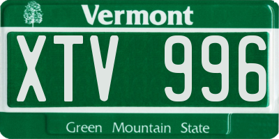 VT license plate XTV996