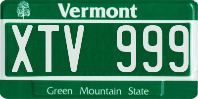 VT license plate XTV999