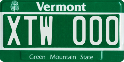 VT license plate XTW000