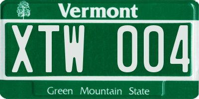 VT license plate XTW004