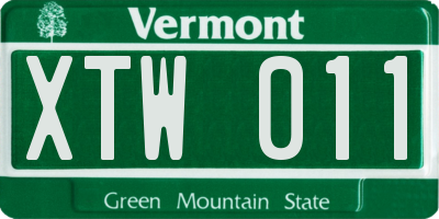 VT license plate XTW011