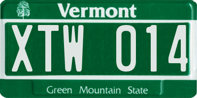 VT license plate XTW014