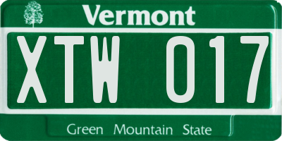 VT license plate XTW017