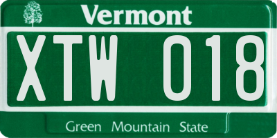 VT license plate XTW018