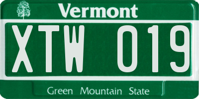 VT license plate XTW019
