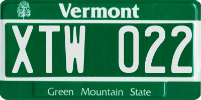 VT license plate XTW022