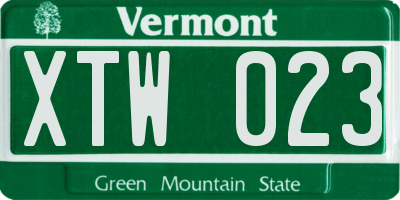 VT license plate XTW023
