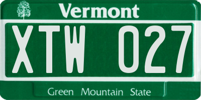VT license plate XTW027