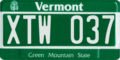 VT license plate XTW037