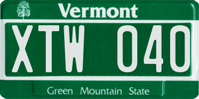 VT license plate XTW040