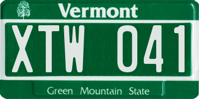VT license plate XTW041