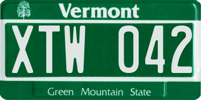 VT license plate XTW042