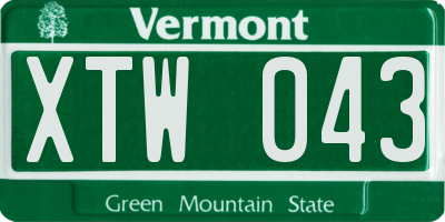 VT license plate XTW043