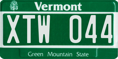 VT license plate XTW044