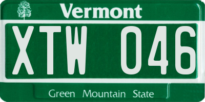 VT license plate XTW046