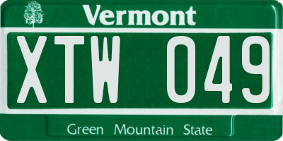 VT license plate XTW049