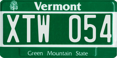 VT license plate XTW054