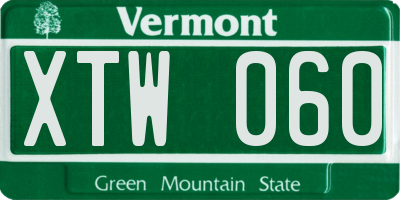 VT license plate XTW060