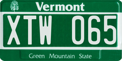 VT license plate XTW065
