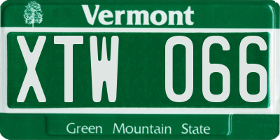 VT license plate XTW066