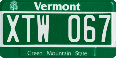VT license plate XTW067