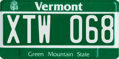 VT license plate XTW068