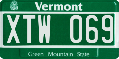 VT license plate XTW069