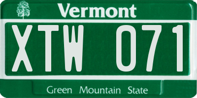 VT license plate XTW071