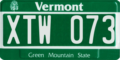 VT license plate XTW073