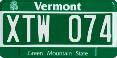 VT license plate XTW074