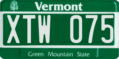 VT license plate XTW075