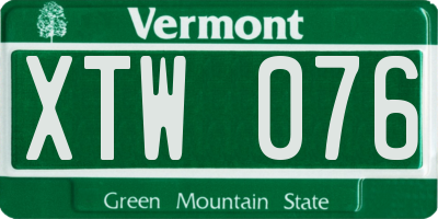 VT license plate XTW076