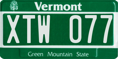 VT license plate XTW077