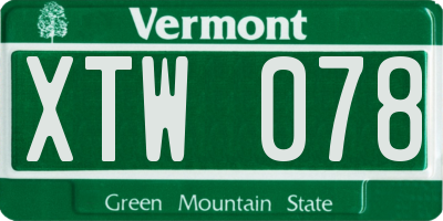 VT license plate XTW078