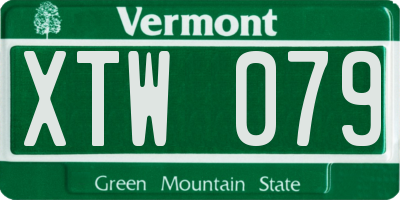 VT license plate XTW079