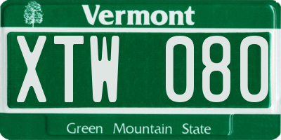 VT license plate XTW080