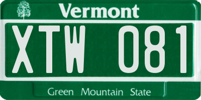 VT license plate XTW081