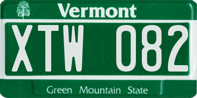 VT license plate XTW082