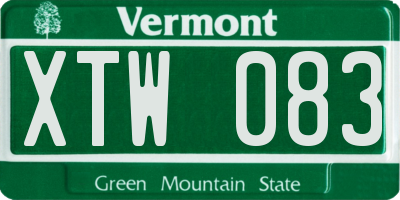 VT license plate XTW083