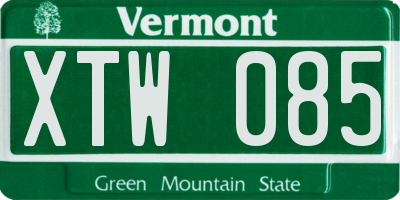 VT license plate XTW085