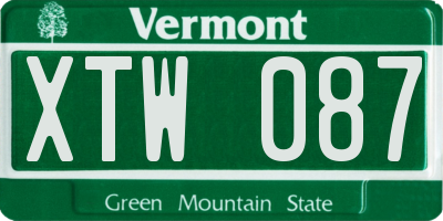 VT license plate XTW087