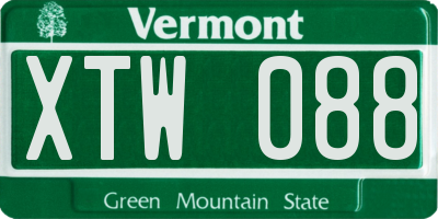 VT license plate XTW088