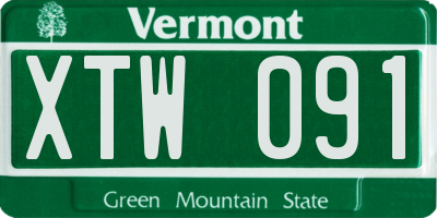VT license plate XTW091