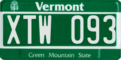 VT license plate XTW093