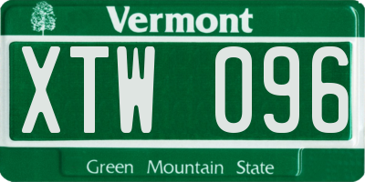 VT license plate XTW096