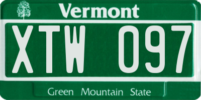 VT license plate XTW097