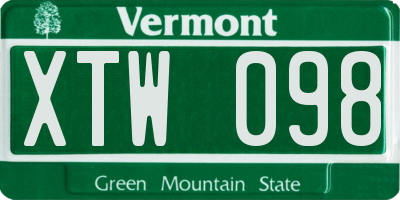 VT license plate XTW098