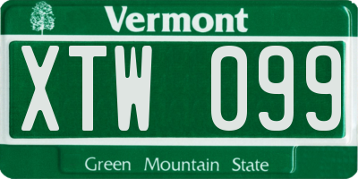 VT license plate XTW099